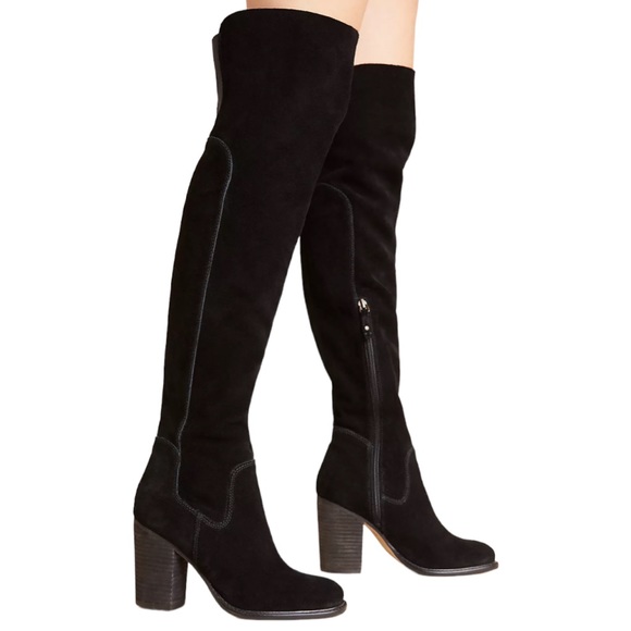 New Kelsi Dagger Brooklyn x Anthropologie Logan Over Knee 8.5 Brown Red Suede - Picture 10 of 12